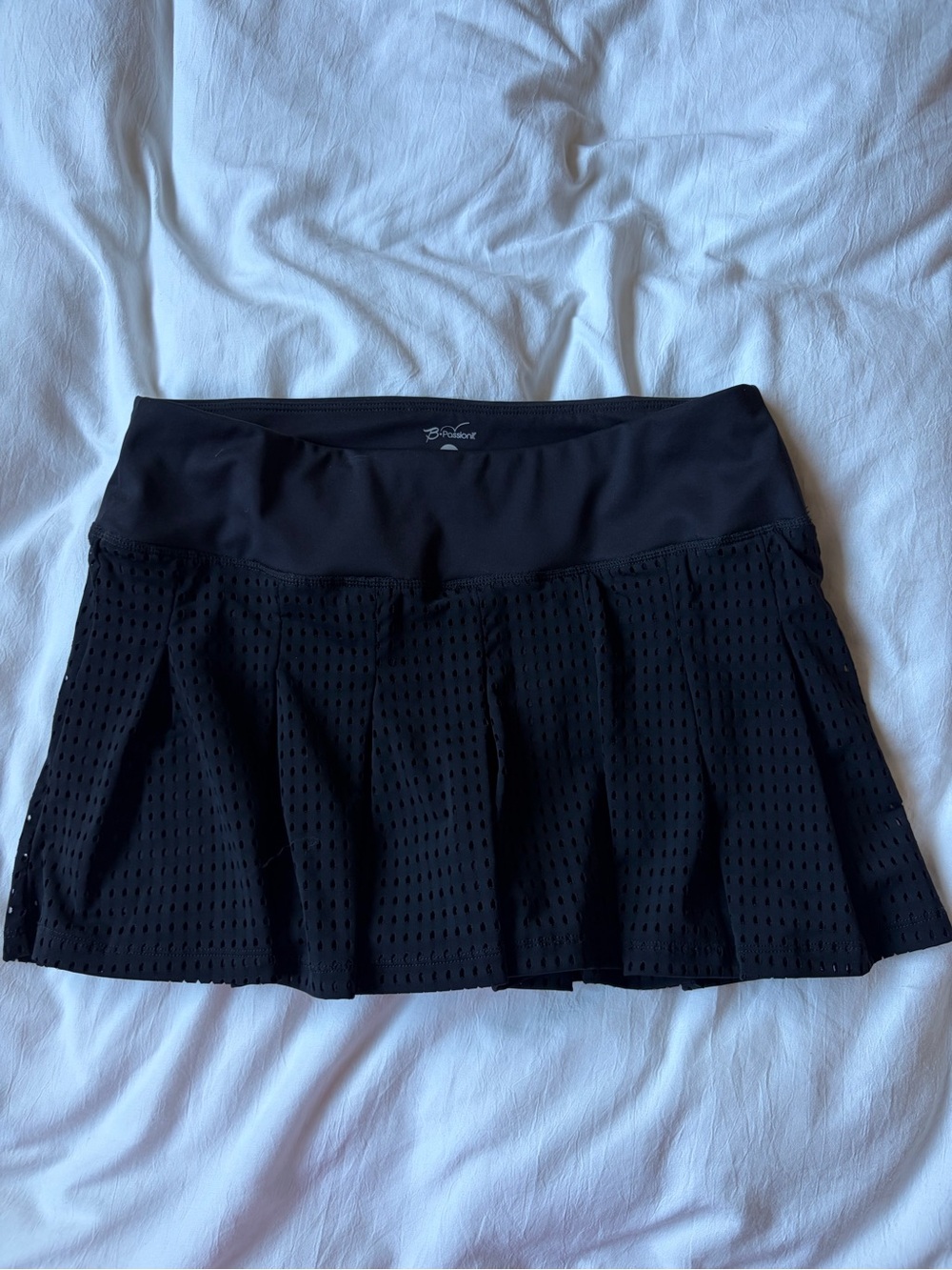 Black Pleated Mesh Skater Skirt with Wide Waistband